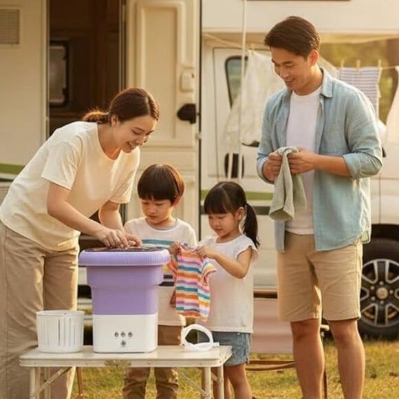 Portable Foldable Mini Washing Machine 6.5L Compact with Spin Dryer NWT 3 Modes - Picture 5 of 12